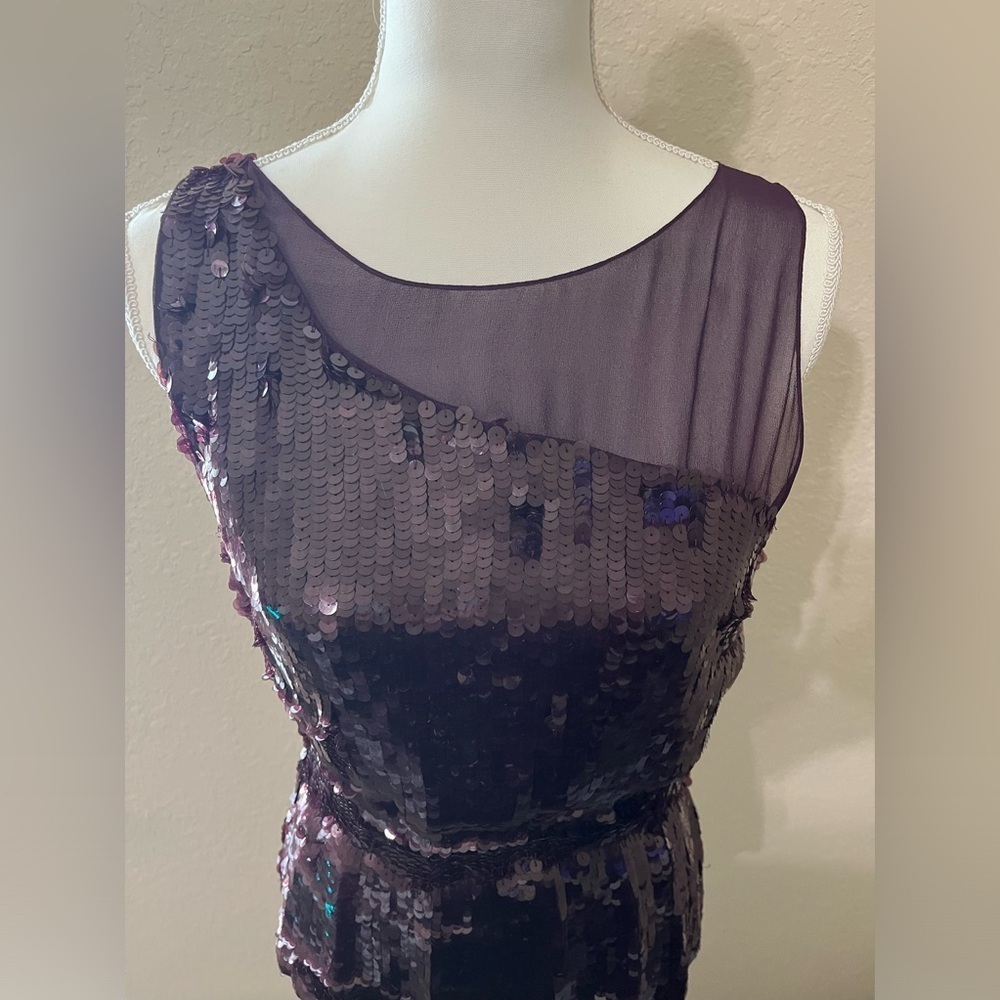 Alice + Olivia Sequin Peplum Silk Illusion Top - Picture 3 of 7
